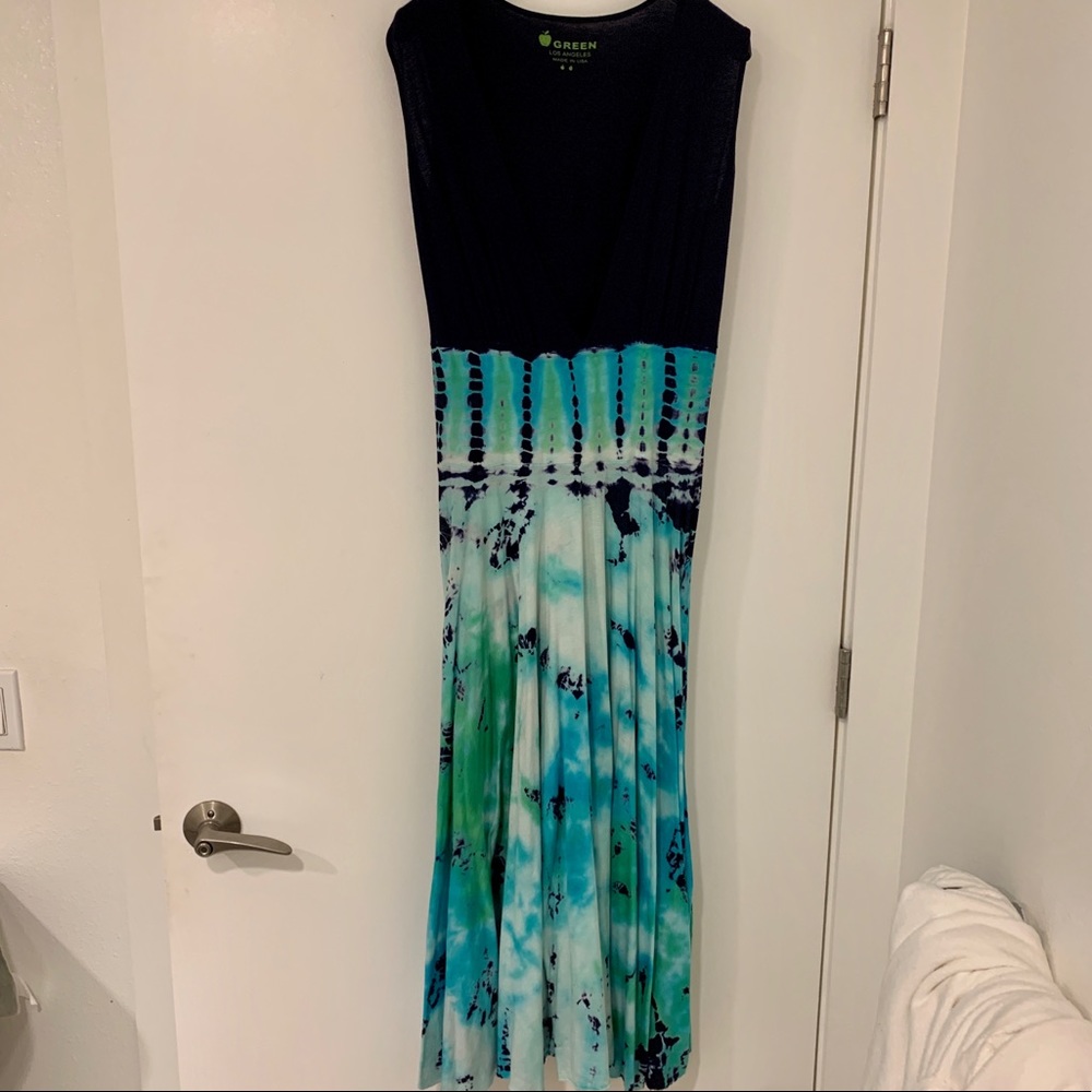 Green Apple Los Angeles Cotton Tie Dye Maxi Dress